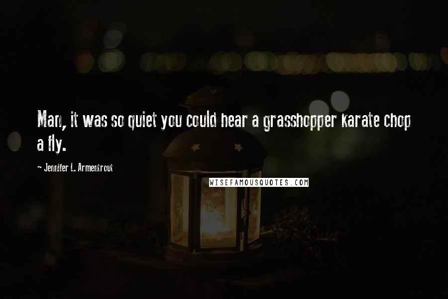 Jennifer L. Armentrout Quotes: Man, it was so quiet you could hear a grasshopper karate chop a fly.
