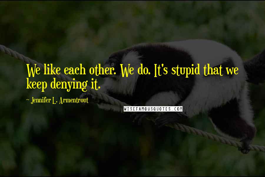 Jennifer L. Armentrout Quotes: We like each other. We do. It's stupid that we keep denying it.