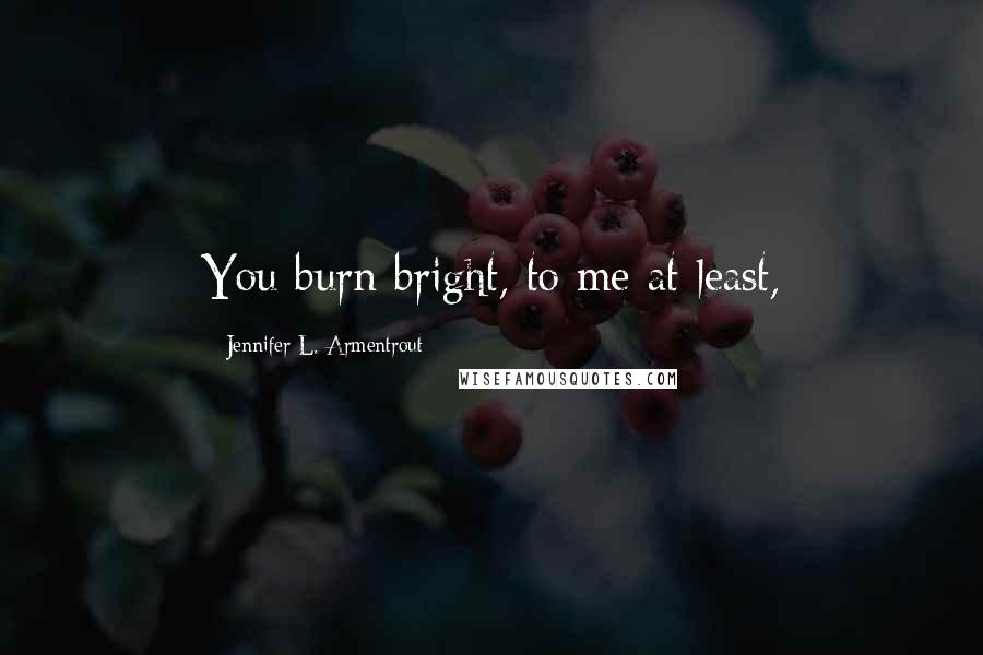 Jennifer L. Armentrout Quotes: You burn bright, to me at least,