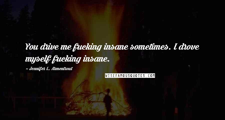 Jennifer L. Armentrout Quotes: You drive me fucking insane sometimes. I drove myself fucking insane.