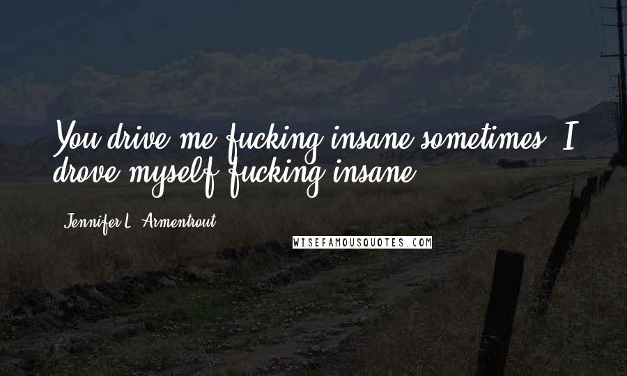 Jennifer L. Armentrout Quotes: You drive me fucking insane sometimes. I drove myself fucking insane.