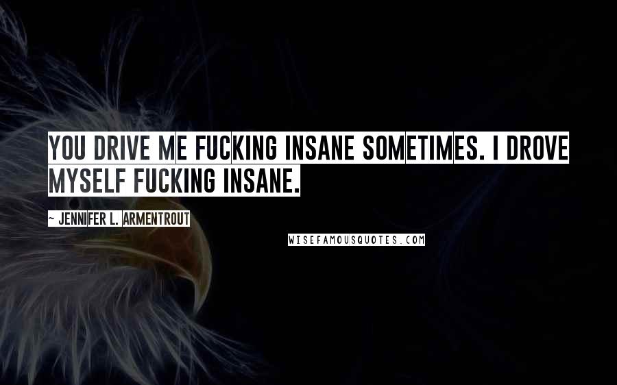 Jennifer L. Armentrout Quotes: You drive me fucking insane sometimes. I drove myself fucking insane.