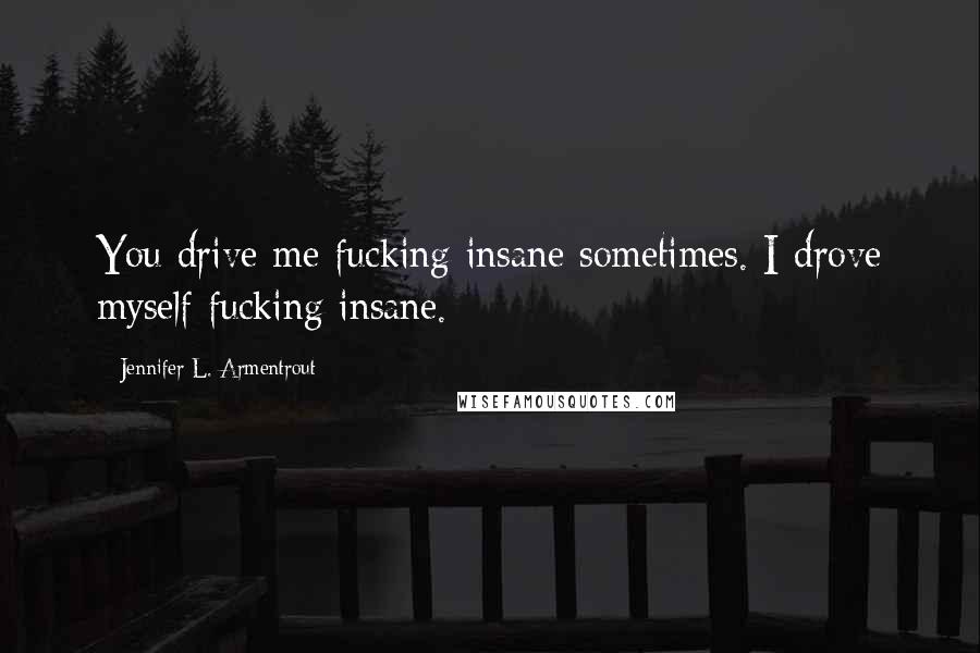 Jennifer L. Armentrout Quotes: You drive me fucking insane sometimes. I drove myself fucking insane.