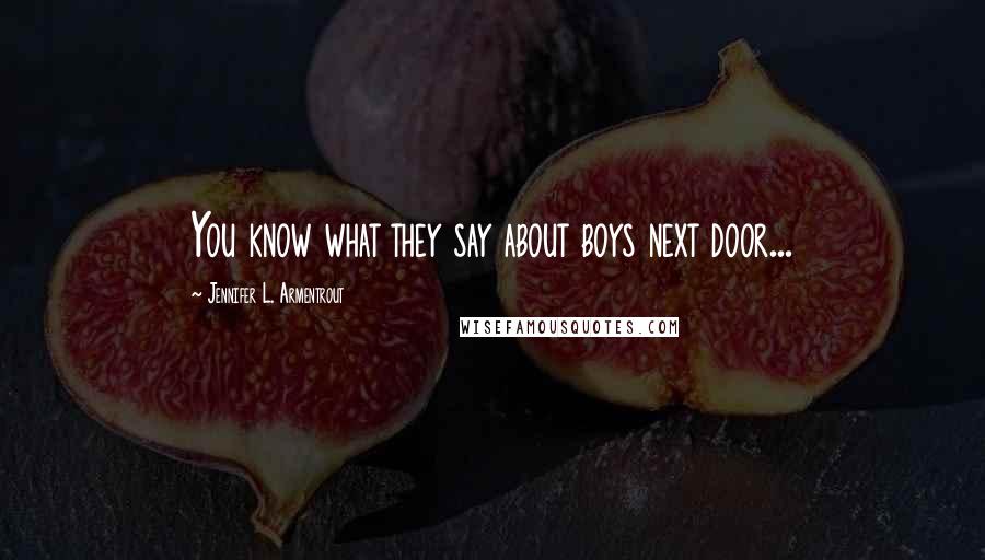 Jennifer L. Armentrout Quotes: You know what they say about boys next door...
