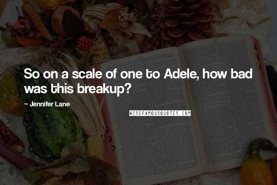 Jennifer Lane Quotes: So on a scale of one to Adele, how bad was this breakup?