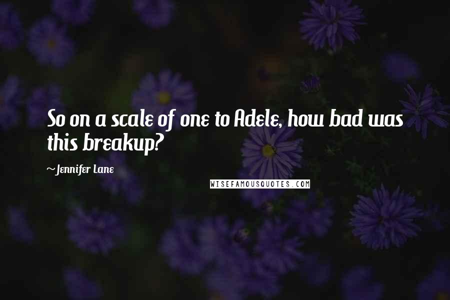 Jennifer Lane Quotes: So on a scale of one to Adele, how bad was this breakup?