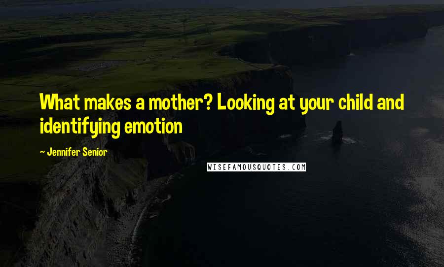 Jennifer Senior Quotes: What makes a mother? Looking at your child and identifying emotion