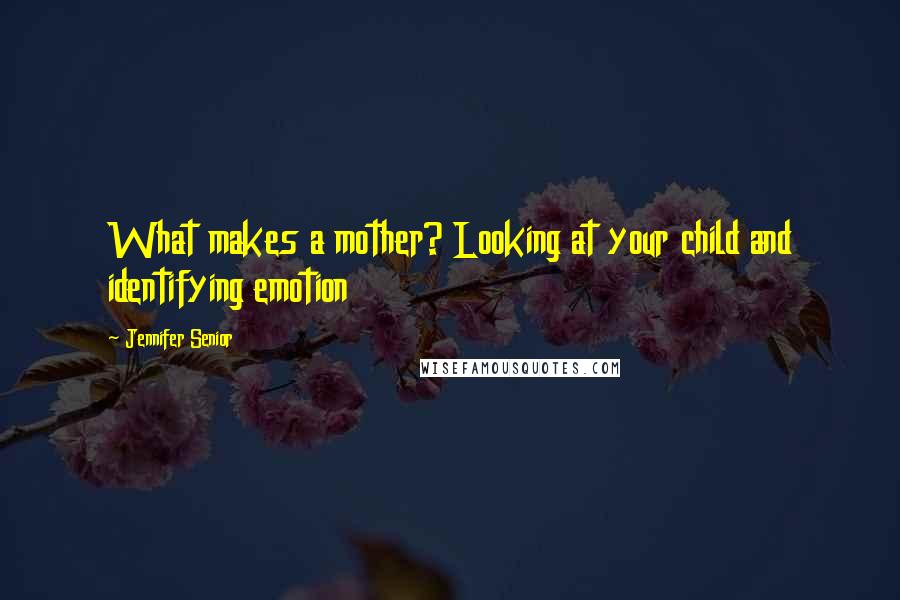 Jennifer Senior Quotes: What makes a mother? Looking at your child and identifying emotion