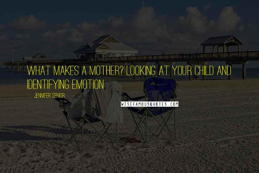 Jennifer Senior Quotes: What makes a mother? Looking at your child and identifying emotion