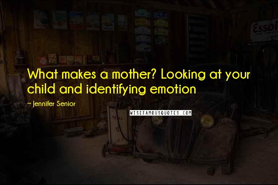 Jennifer Senior Quotes: What makes a mother? Looking at your child and identifying emotion