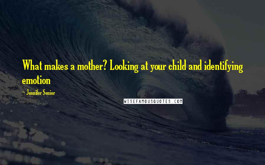 Jennifer Senior Quotes: What makes a mother? Looking at your child and identifying emotion