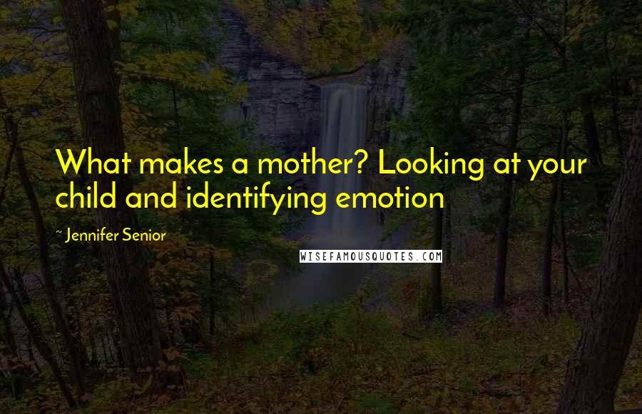 Jennifer Senior Quotes: What makes a mother? Looking at your child and identifying emotion
