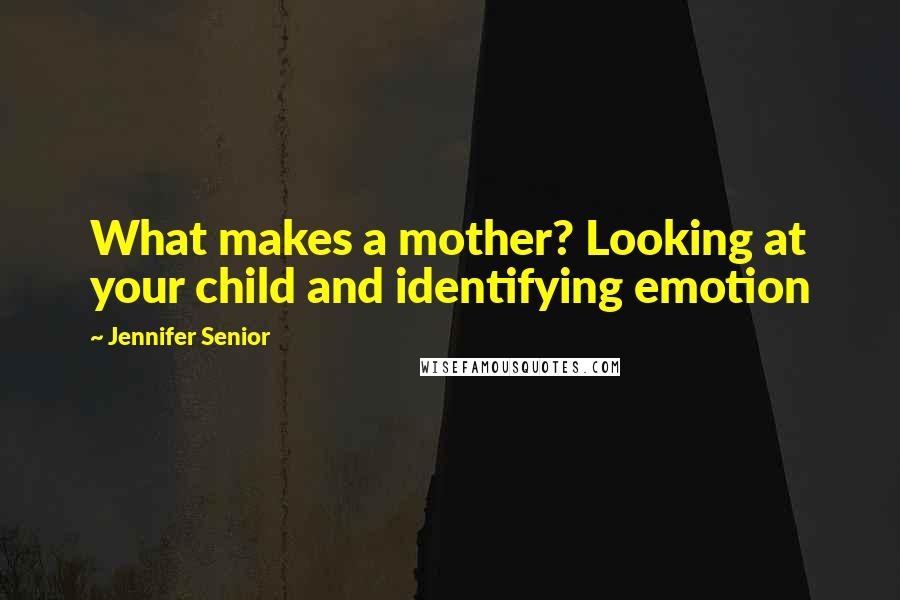 Jennifer Senior Quotes: What makes a mother? Looking at your child and identifying emotion