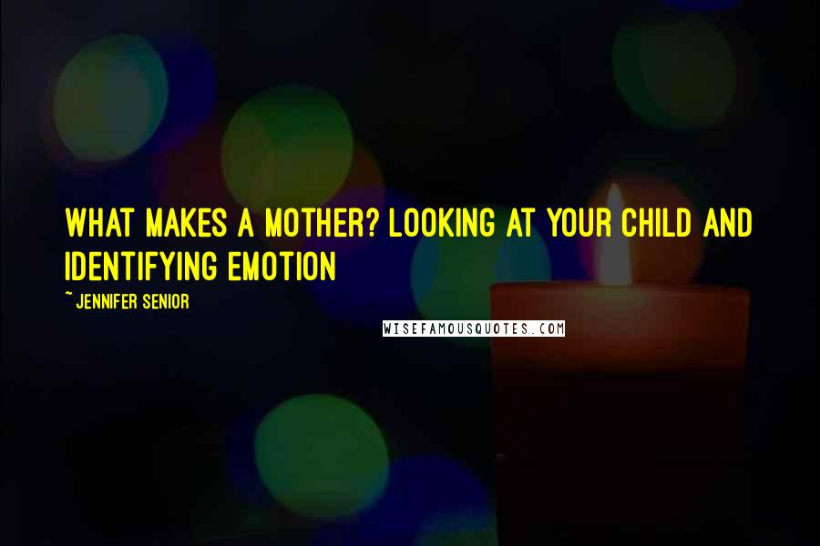 Jennifer Senior Quotes: What makes a mother? Looking at your child and identifying emotion