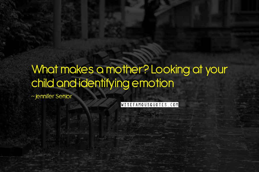 Jennifer Senior Quotes: What makes a mother? Looking at your child and identifying emotion