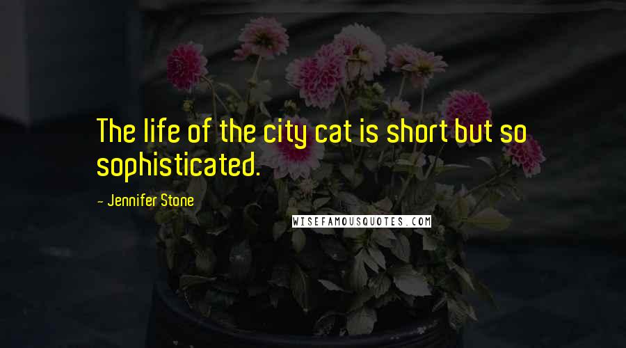 Jennifer Stone Quotes: The life of the city cat is short but so sophisticated.