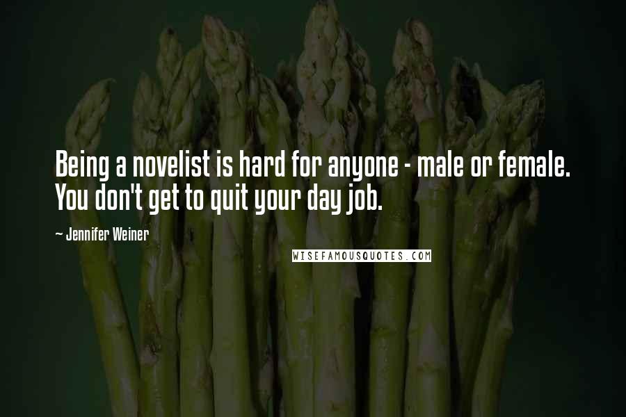 Jennifer Weiner Quotes: Being a novelist is hard for anyone - male or female. You don't get to quit your day job.