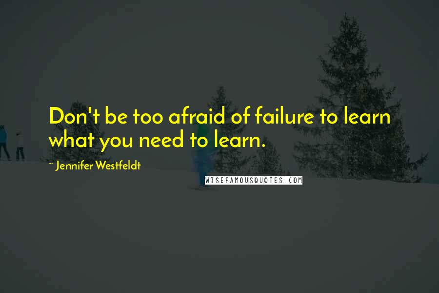 Jennifer Westfeldt Quotes: Don't be too afraid of failure to learn what you need to learn.