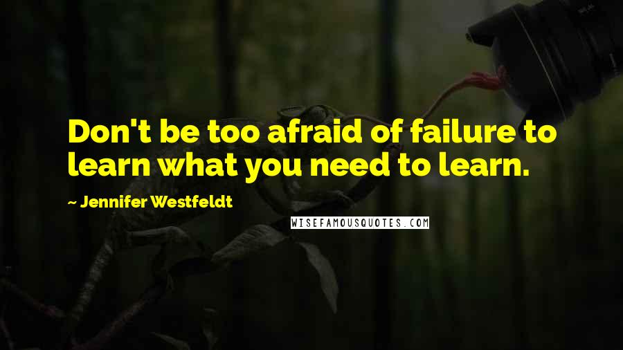 Jennifer Westfeldt Quotes: Don't be too afraid of failure to learn what you need to learn.