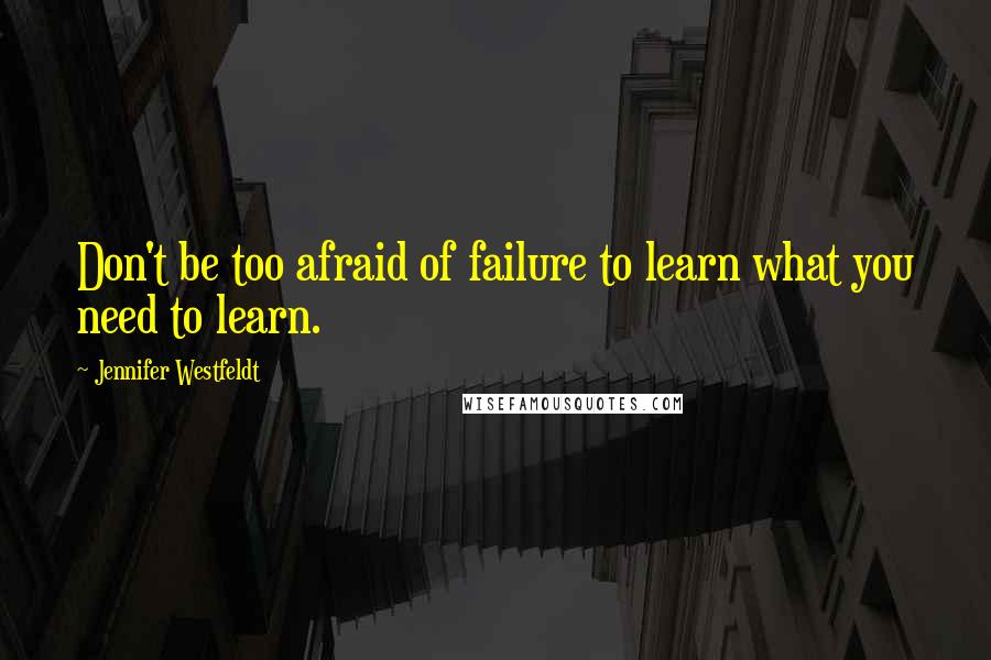 Jennifer Westfeldt Quotes: Don't be too afraid of failure to learn what you need to learn.