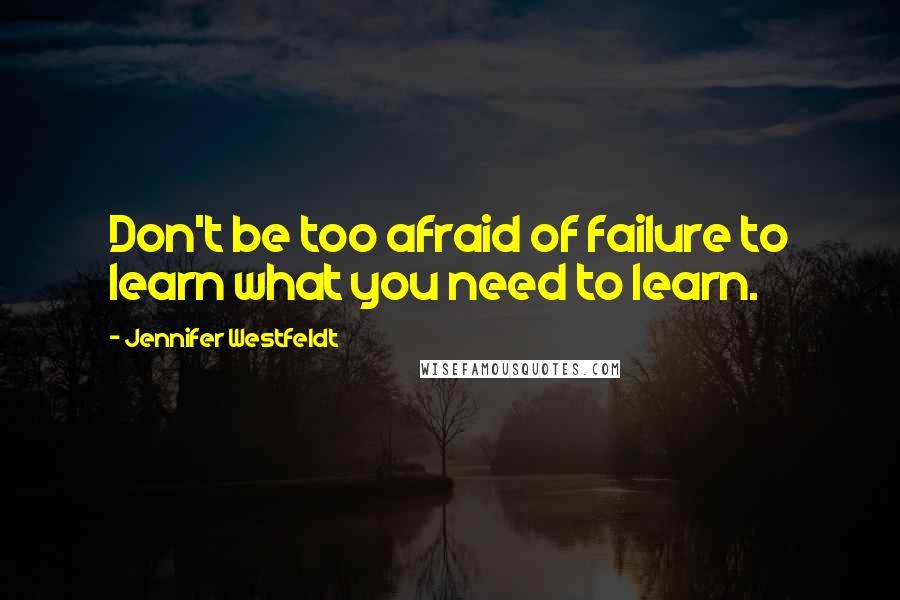 Jennifer Westfeldt Quotes: Don't be too afraid of failure to learn what you need to learn.