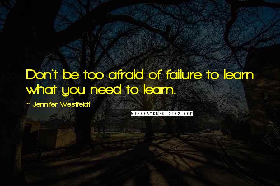 Jennifer Westfeldt Quotes: Don't be too afraid of failure to learn what you need to learn.