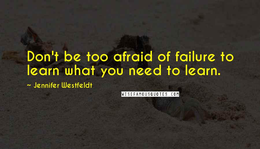 Jennifer Westfeldt Quotes: Don't be too afraid of failure to learn what you need to learn.