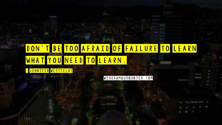 Jennifer Westfeldt Quotes: Don't be too afraid of failure to learn what you need to learn.