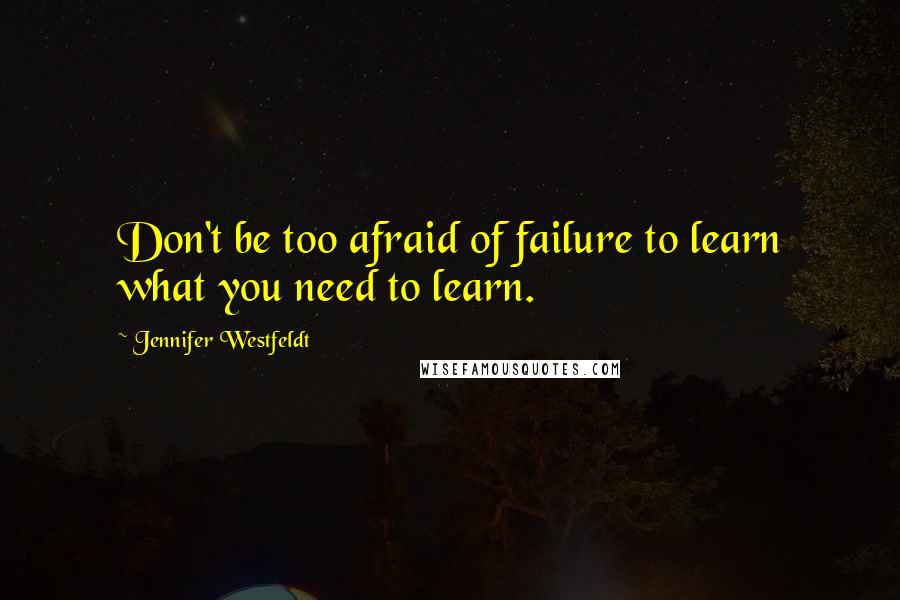 Jennifer Westfeldt Quotes: Don't be too afraid of failure to learn what you need to learn.