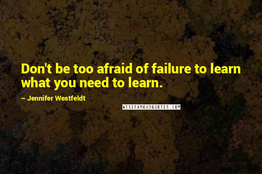 Jennifer Westfeldt Quotes: Don't be too afraid of failure to learn what you need to learn.