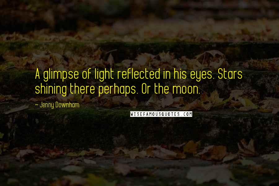 Jenny Downham Quotes: A glimpse of light reflected in his eyes. Stars shining there perhaps. Or the moon.