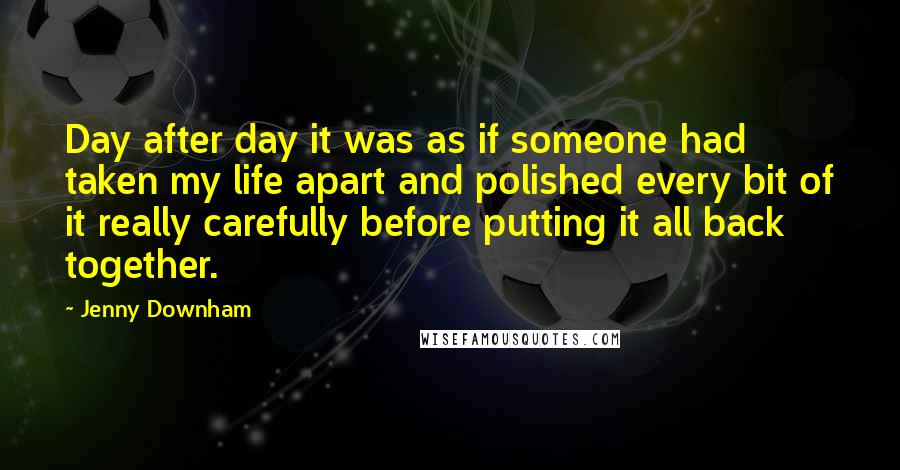 Jenny Downham Quotes: Day after day it was as if someone had taken my life apart and polished every bit of it really carefully before putting it all back together.