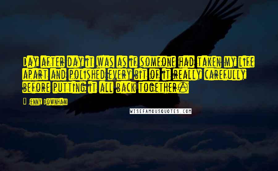 Jenny Downham Quotes: Day after day it was as if someone had taken my life apart and polished every bit of it really carefully before putting it all back together.