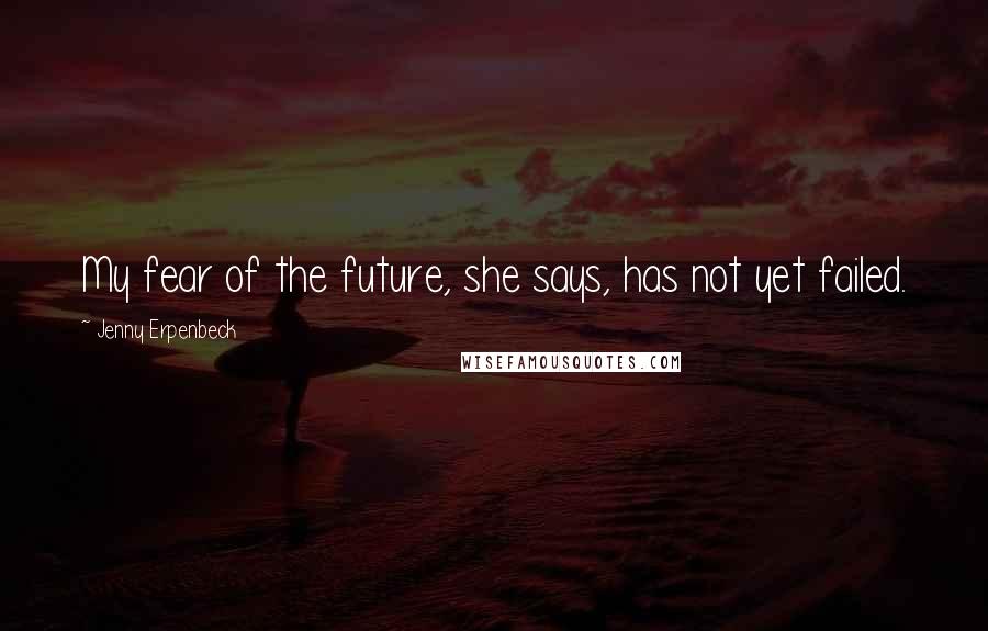 Jenny Erpenbeck Quotes: My fear of the future, she says, has not yet failed.