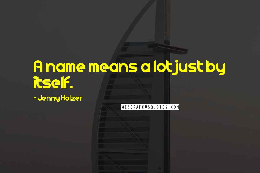 Jenny Holzer Quotes: A name means a lot just by itself.