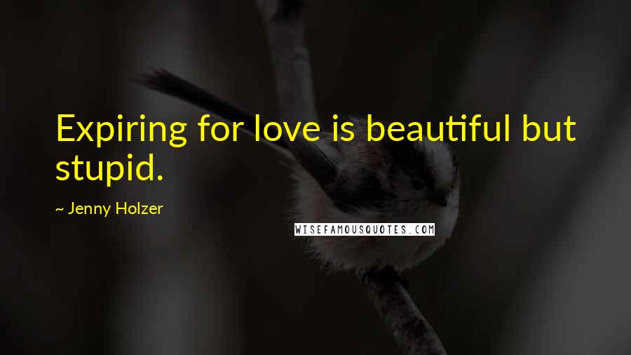 Jenny Holzer Quotes: Expiring for love is beautiful but stupid.