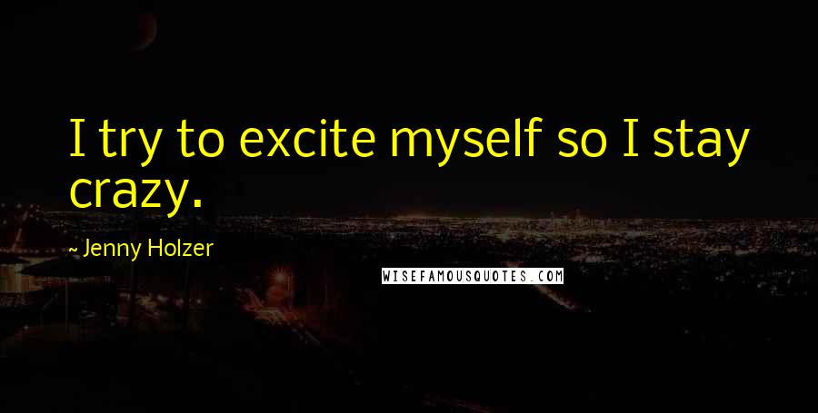 Jenny Holzer Quotes: I try to excite myself so I stay crazy.
