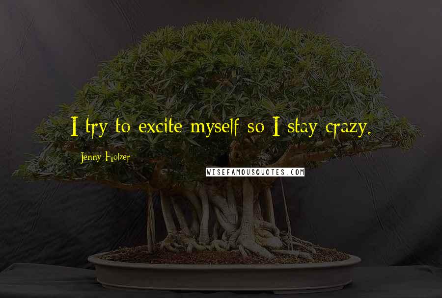 Jenny Holzer Quotes: I try to excite myself so I stay crazy.
