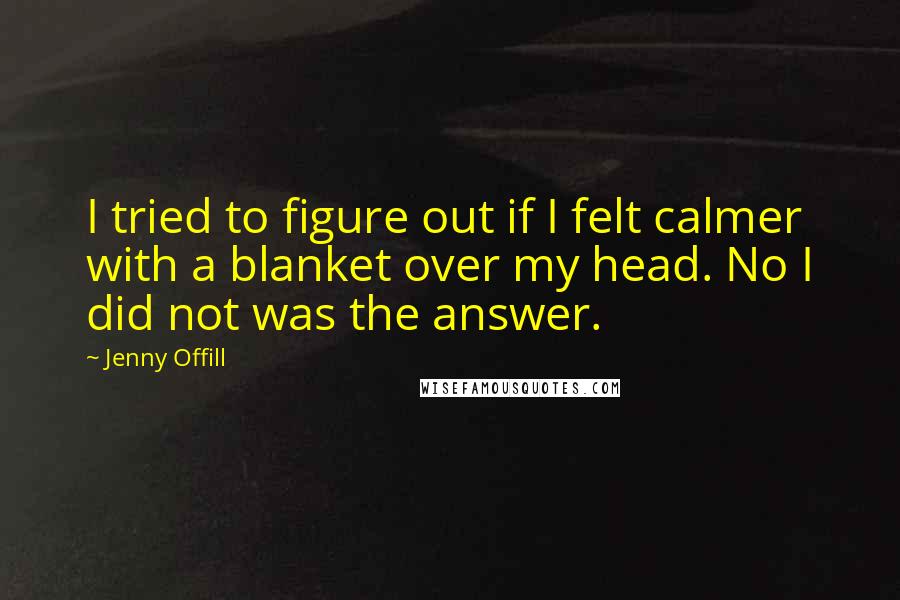 Jenny Offill Quotes: I tried to figure out if I felt calmer with a blanket over my head. No I did not was the answer.
