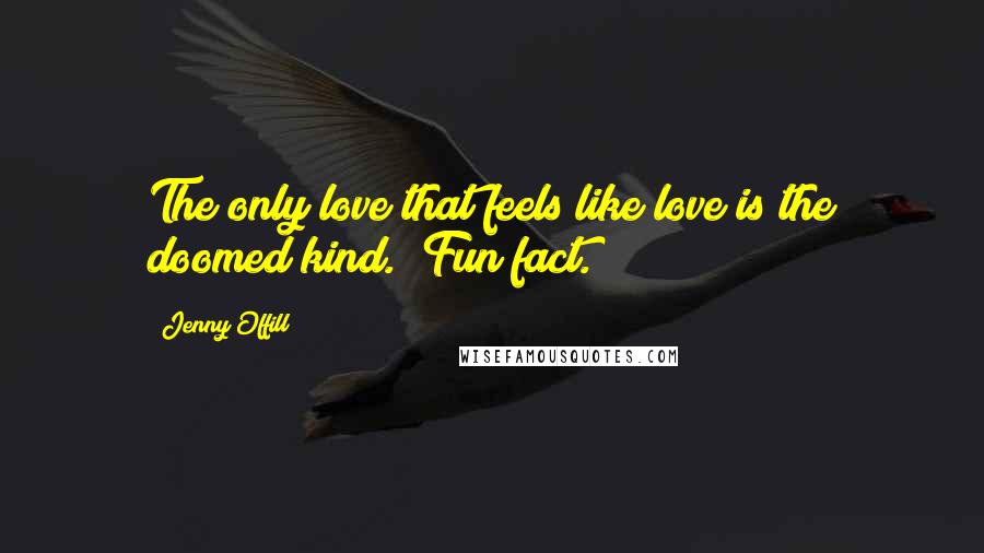 Jenny Offill Quotes: The only love that feels like love is the doomed kind. (Fun fact.)