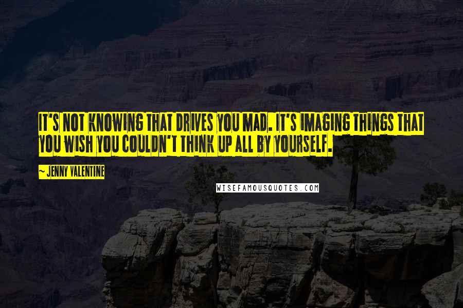 Jenny Valentine Quotes: It's not knowing that drives you mad. It's imaging things that you wish you couldn't think up all by yourself.