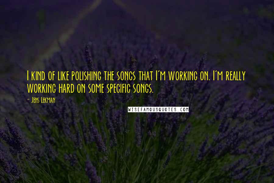 Jens Lekman Quotes: I kind of like polishing the songs that I'm working on. I'm really working hard on some specific songs.