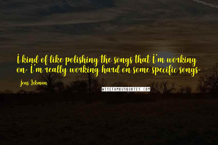 Jens Lekman Quotes: I kind of like polishing the songs that I'm working on. I'm really working hard on some specific songs.