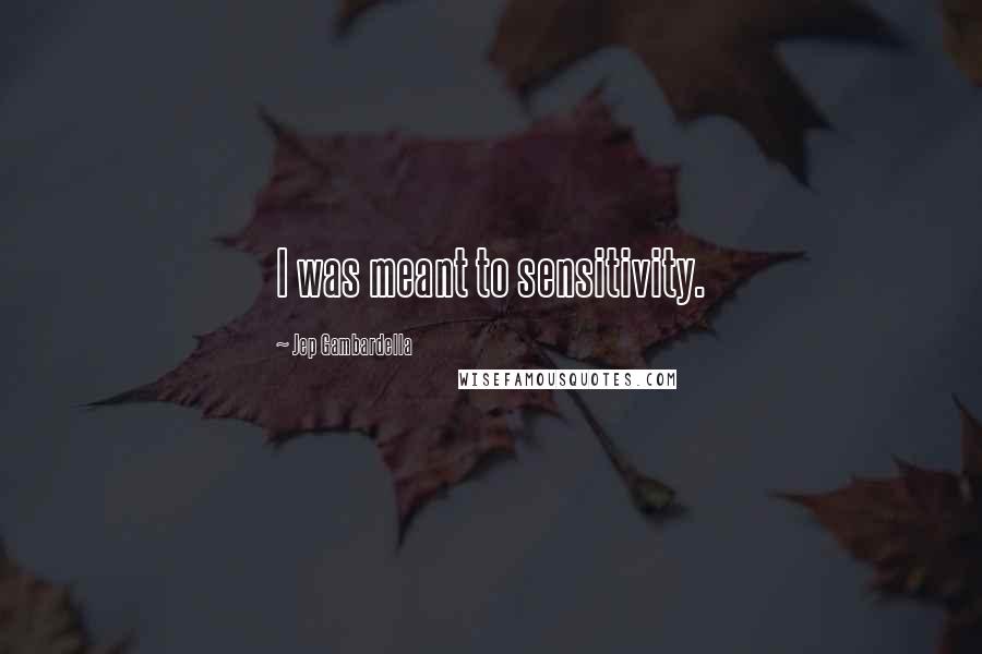 Jep Gambardella Quotes: I was meant to sensitivity.