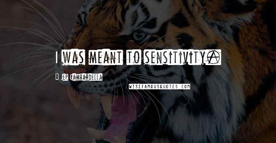 Jep Gambardella Quotes: I was meant to sensitivity.