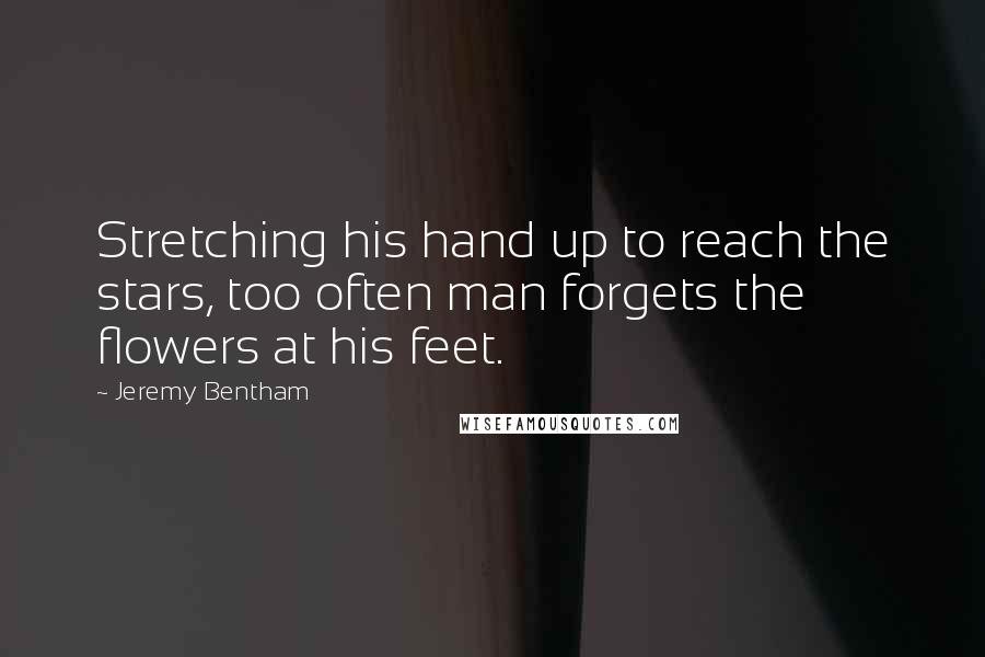 Jeremy Bentham Quotes: Stretching his hand up to reach the stars, too often man forgets the flowers at his feet.