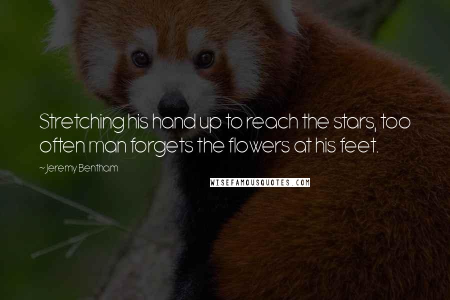 Jeremy Bentham Quotes: Stretching his hand up to reach the stars, too often man forgets the flowers at his feet.