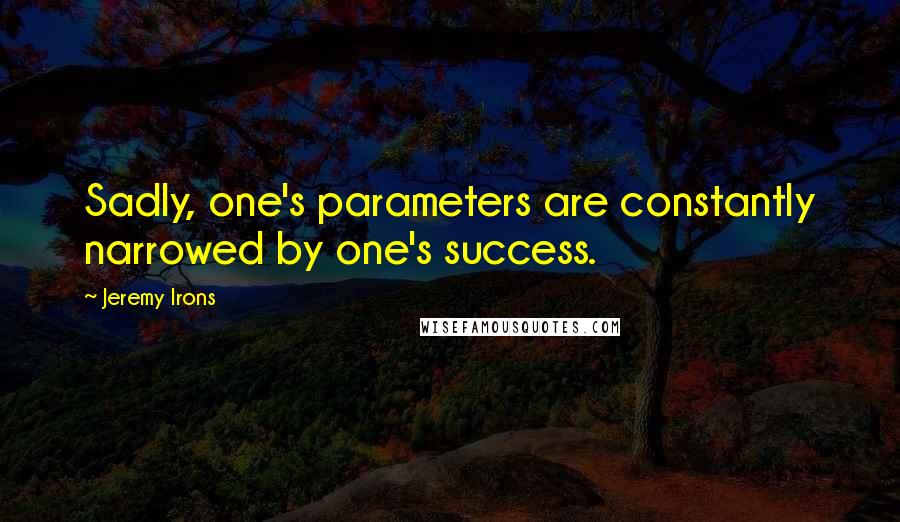 Jeremy Irons Quotes: Sadly, one's parameters are constantly narrowed by one's success.
