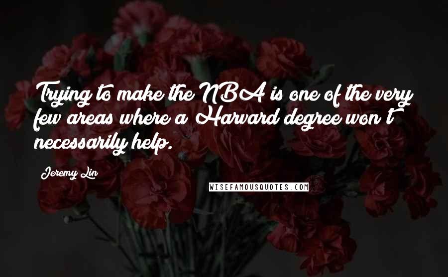 Jeremy Lin Quotes: Trying to make the NBA is one of the very few areas where a Harvard degree won't necessarily help.
