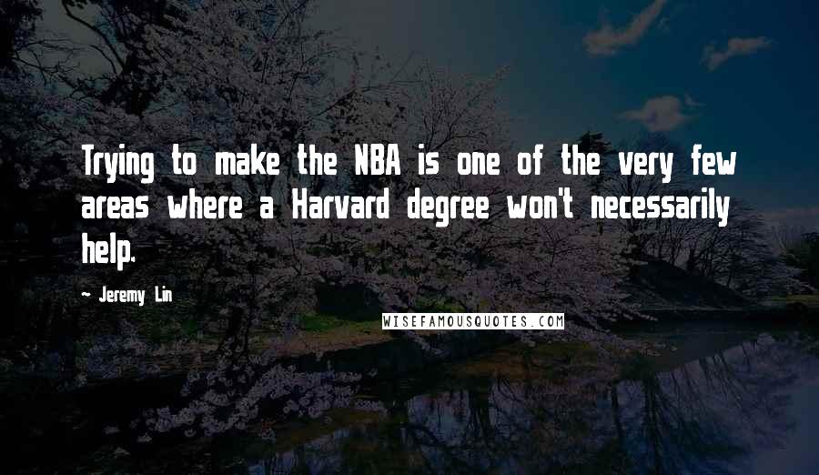 Jeremy Lin Quotes: Trying to make the NBA is one of the very few areas where a Harvard degree won't necessarily help.